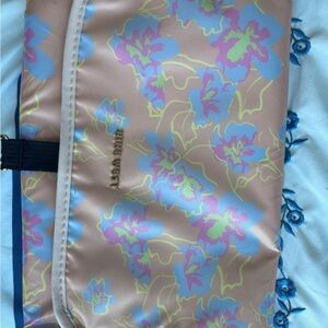 Nine West Floral Print Travel Make up Bag with Pink and Blue Accents